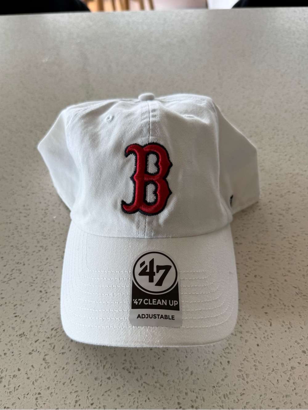 47 Kids White Baseball Cap with Red 'B' Logo